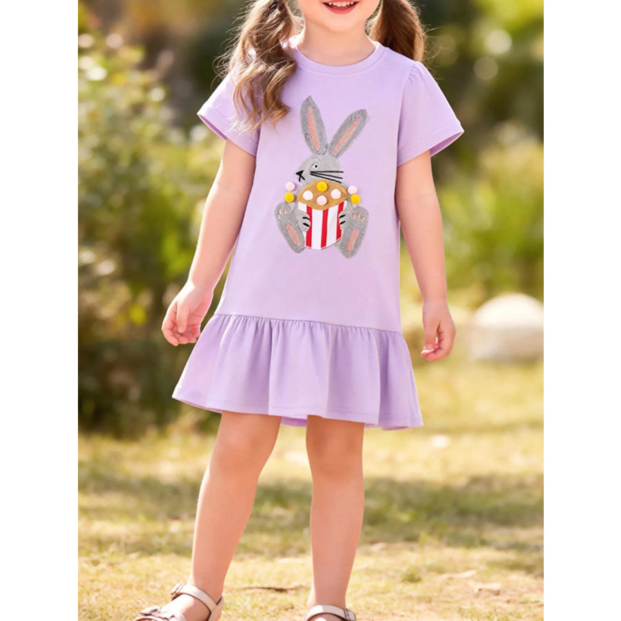 Children’s Bunny Ruffled Hem Dress Pink Purple / 2Y Apparel and Accessories
