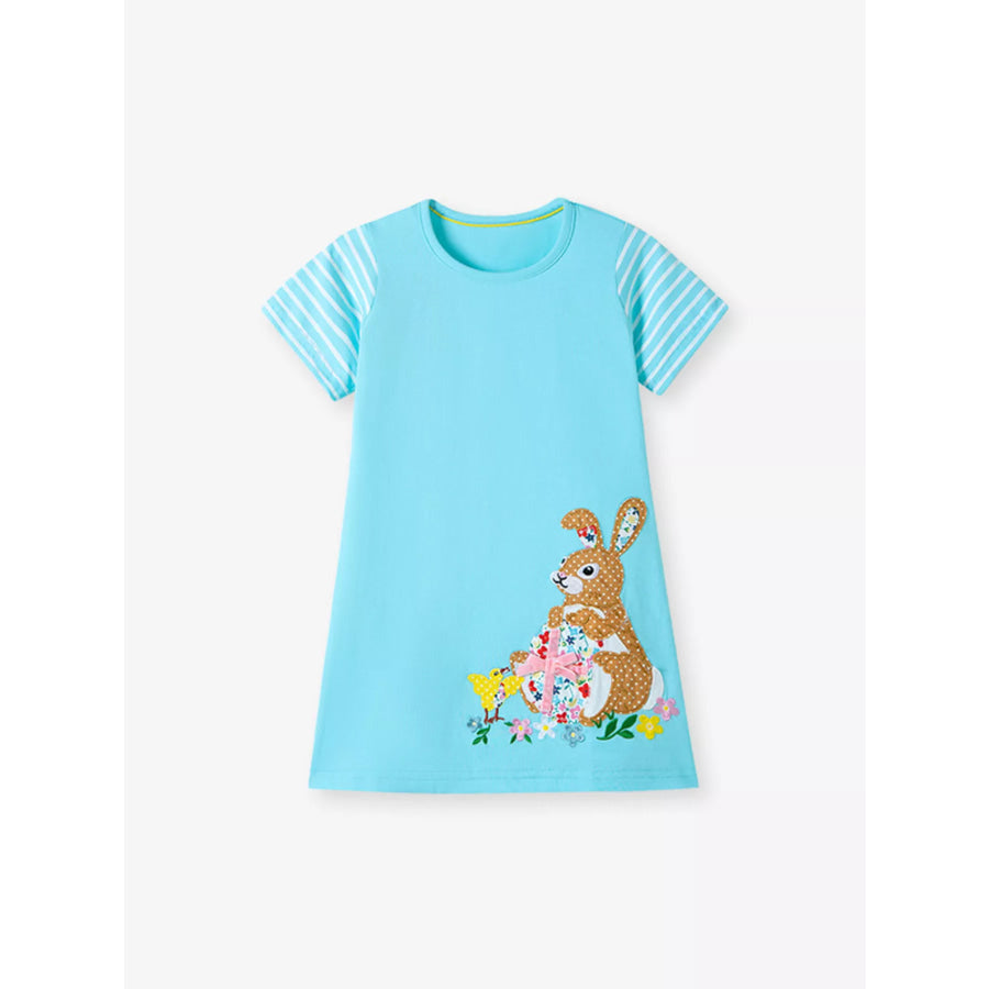 Children’s Bunny Striped Sleeve Casual Dress Apparel and Accessories