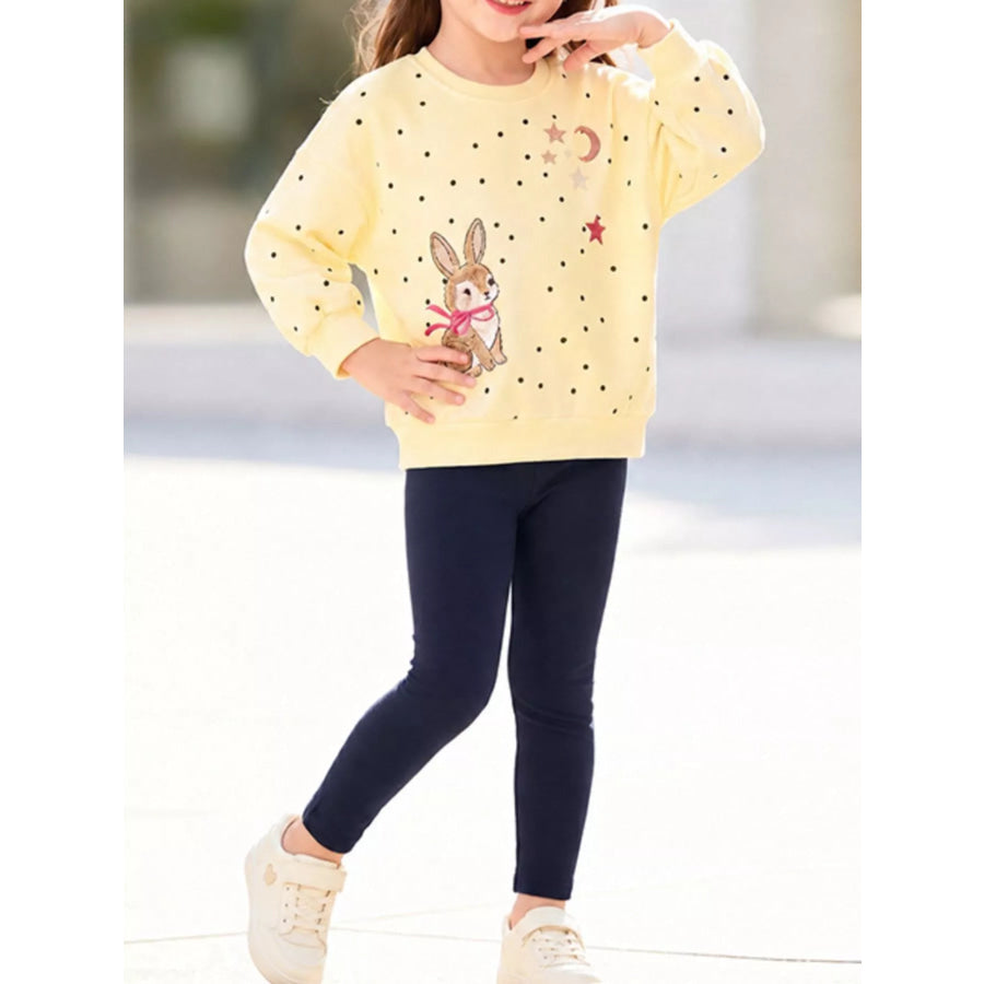 Children’s Bunny Sweatshirt and Leggings Set Cream / 2Y Apparel and Accessories