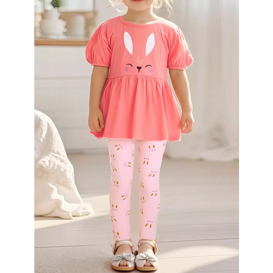 Children’s Bunny Top and Leggings Set Strawberry / 2Y Apparel and Accessories