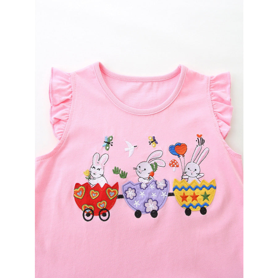 Children’s Bunny Train Ruffle Trim Top & Plaid Shorts Set Apparel and Accessories