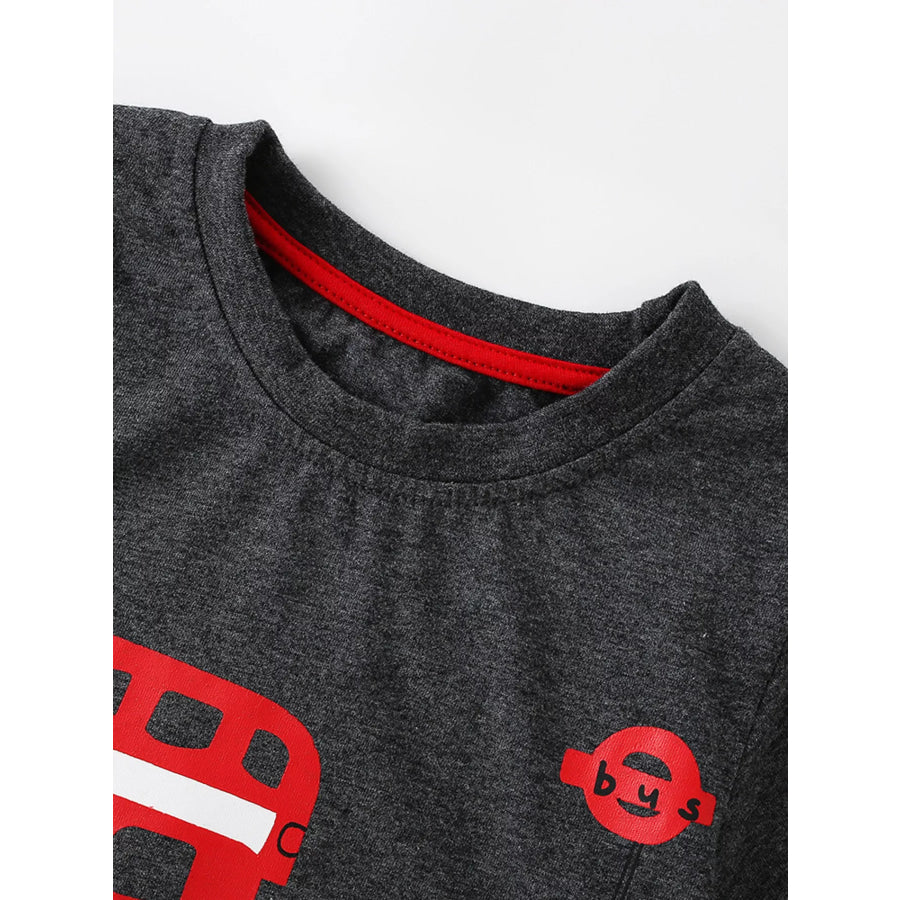 Children’s Bus Graphic Round Neck T-Shirt Apparel and Accessories