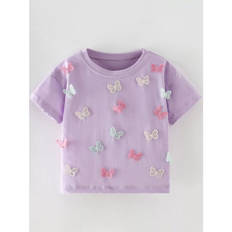 Children’s Butterfly Applique Crew Neck T-Shirt Apparel and Accessories