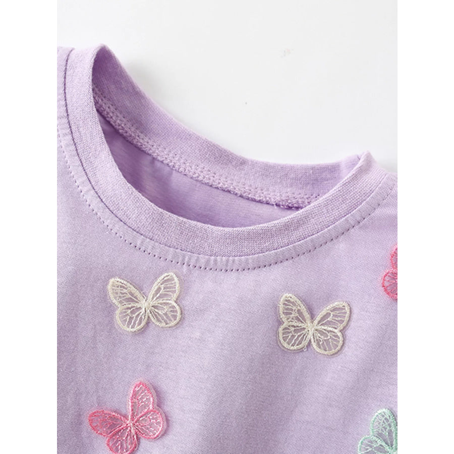 Children’s Butterfly Applique Crew Neck T-Shirt Apparel and Accessories
