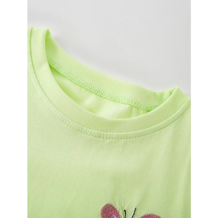 Children’s Butterfly Embroidered Ruffled Long Sleeve T-Shirt Apparel and Accessories