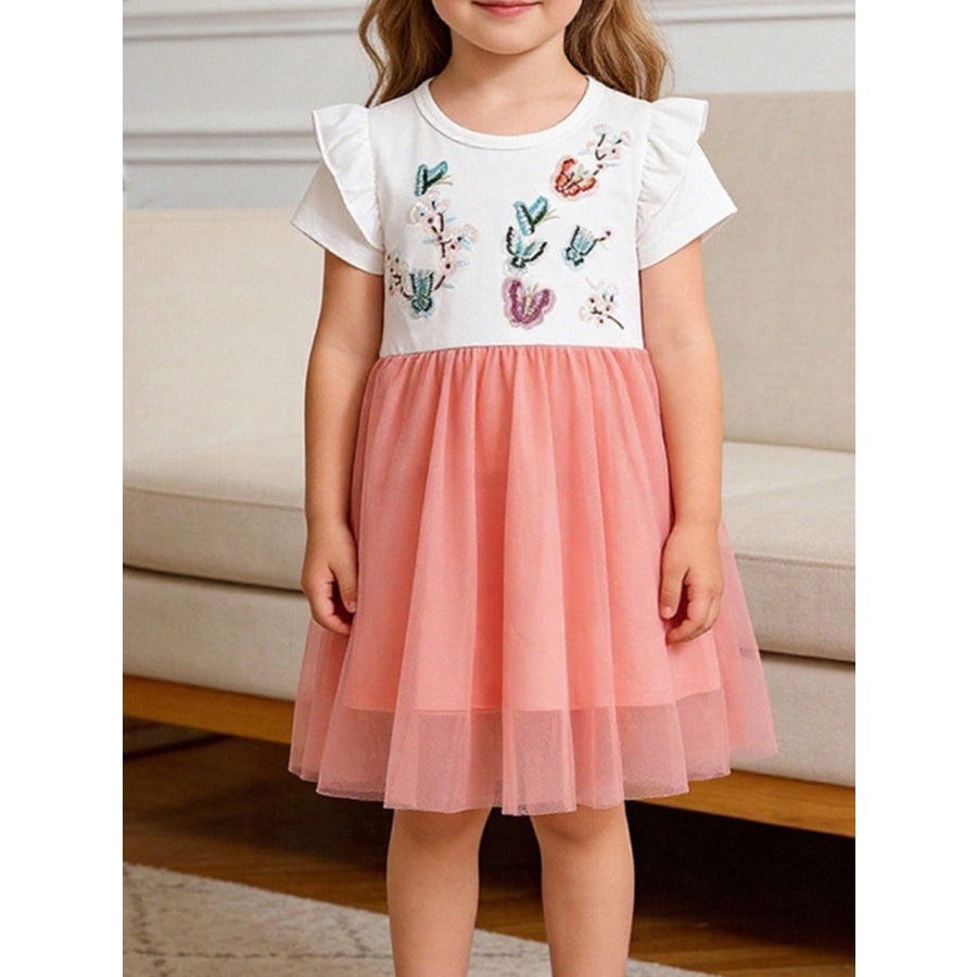 Children’s Butterfly Embroidered Tulle Layered Dress White / 2Y Apparel and Accessories