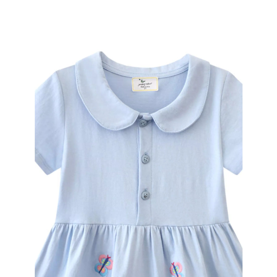Children’s Butterfly Floral Peter Pan Collar Dress Apparel and Accessories