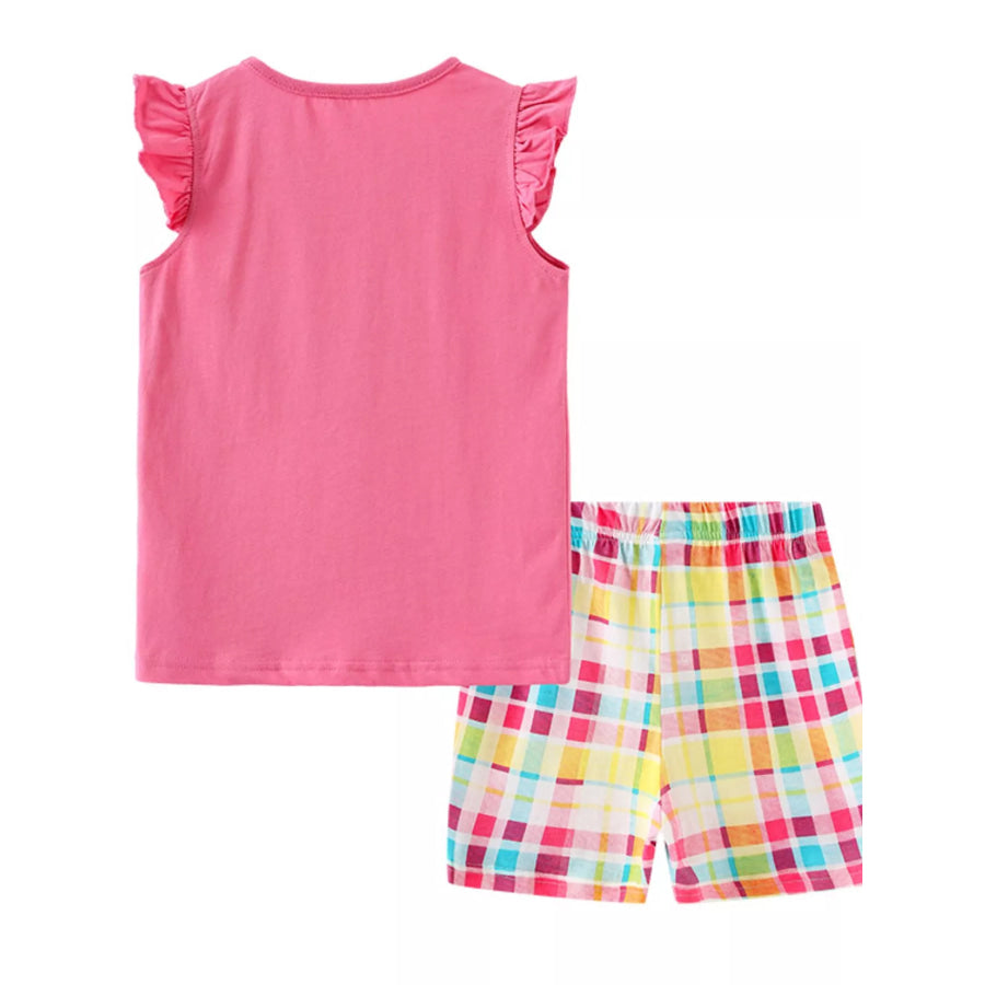 Children’s Butterfly Flutter Sleeve Top and Plaid Shorts Set Apparel and Accessories