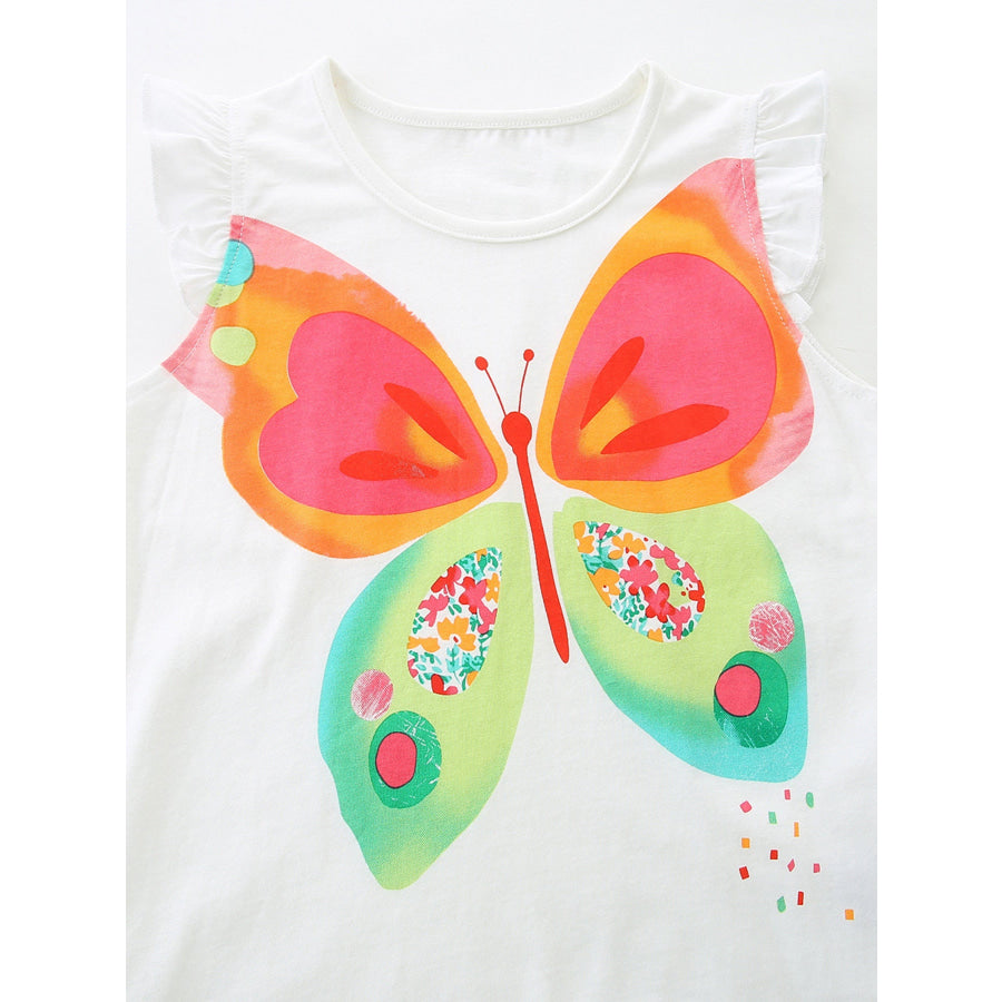 Children’s Butterfly Graphic Ruffle Sleeve T-Shirt Apparel and Accessories