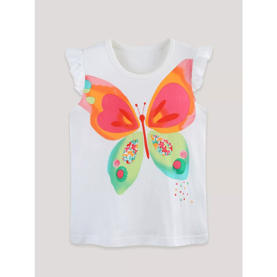 Children’s Butterfly Graphic Ruffle Sleeve T-Shirt Apparel and Accessories