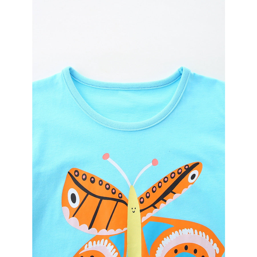 Children’s Butterfly Graphic Short Sleeve T-Shirt Apparel and Accessories