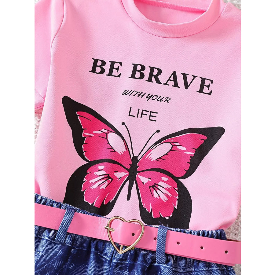 Children’s Butterfly Graphic Tee and Shorts Set Apparel Accessories