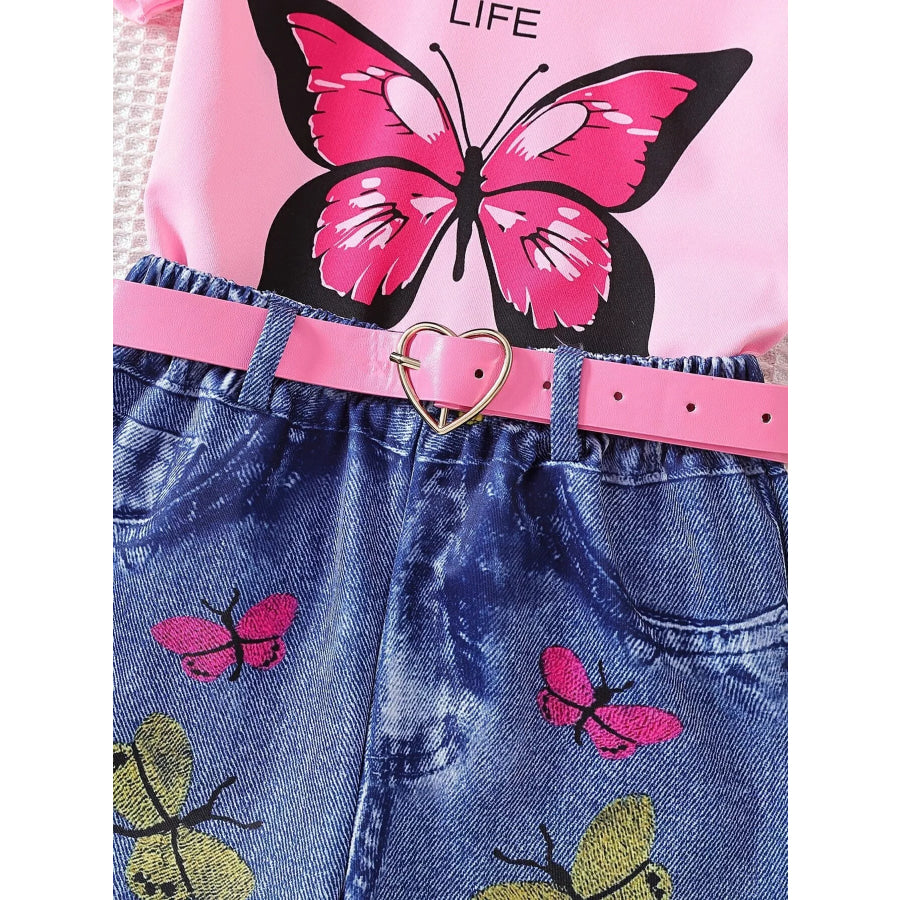 Children’s Butterfly Graphic Tee and Shorts Set Apparel Accessories