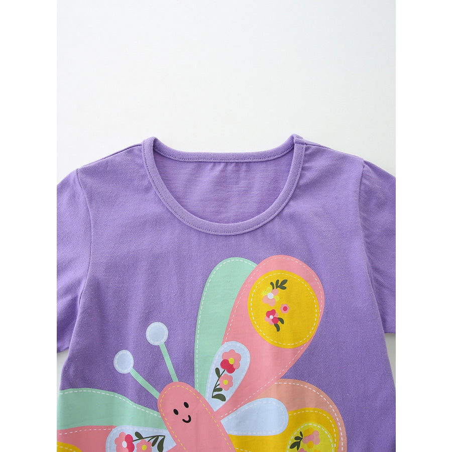 Children’s Butterfly Graphic Tee & Fruit Print Shorts Set Apparel and Accessories