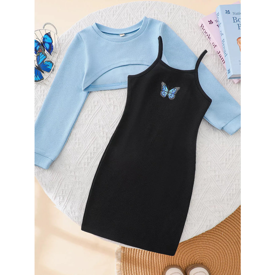 Children’s Butterfly Long Sleeve Casual Dress Set Apparel and Accessories