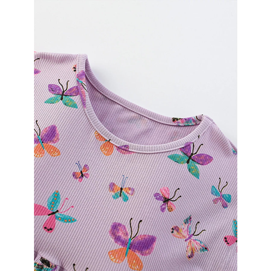 Children’s Butterfly Print Casual Short Sleeve Dress Apparel and Accessories