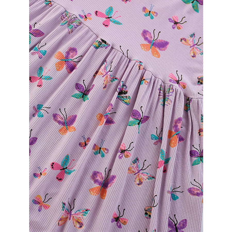 Children’s Butterfly Print Casual Short Sleeve Dress Apparel and Accessories