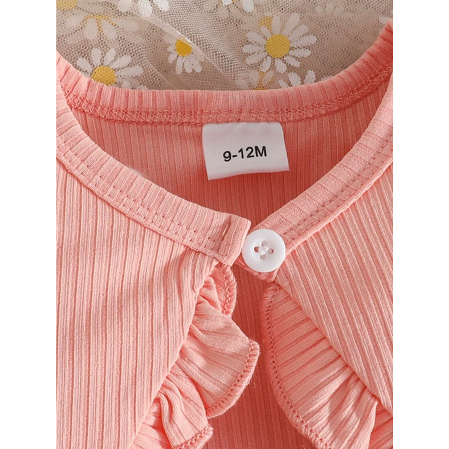 Children’s Butterfly Print Dress and Ruffle Trim Cardigan Set with Headband Apparel and Accessories