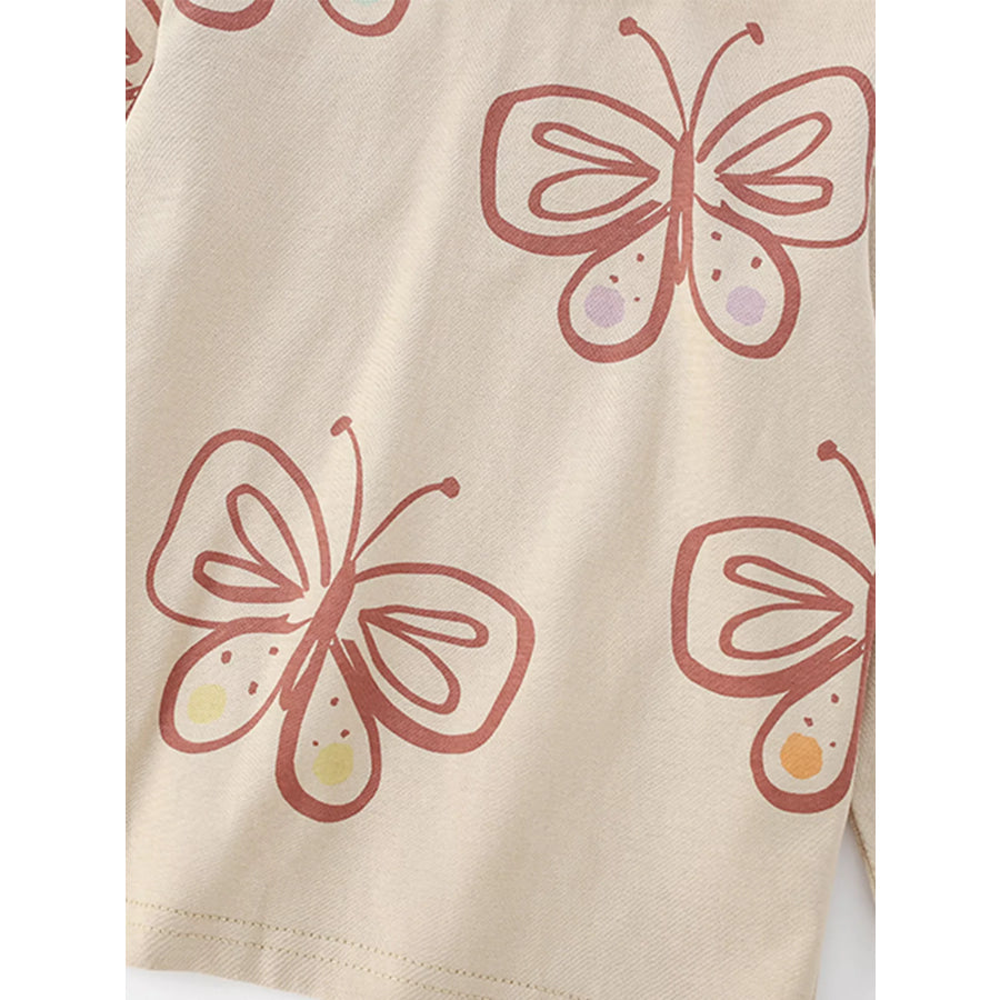 Children’s Butterfly Print Long-Sleeve Pajama Set Apparel and Accessories