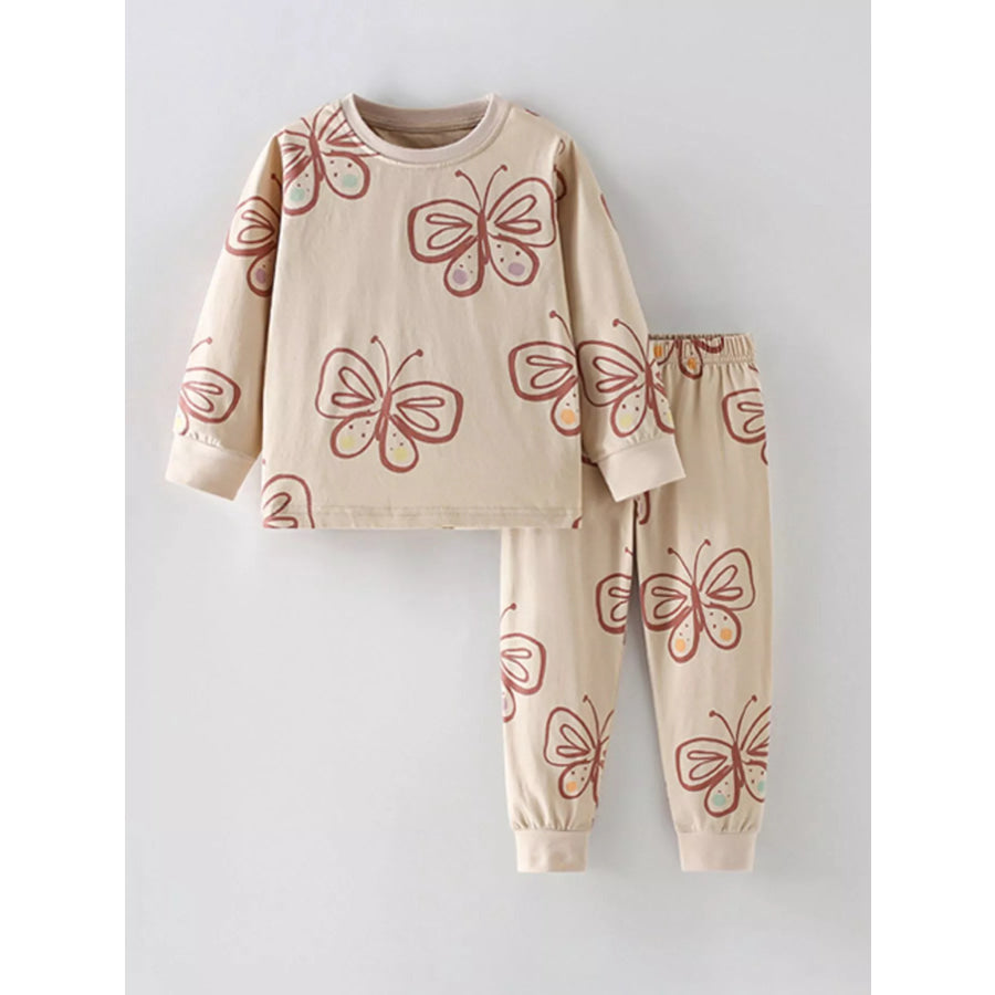 Children’s Butterfly Print Long-Sleeve Pajama Set Apparel and Accessories