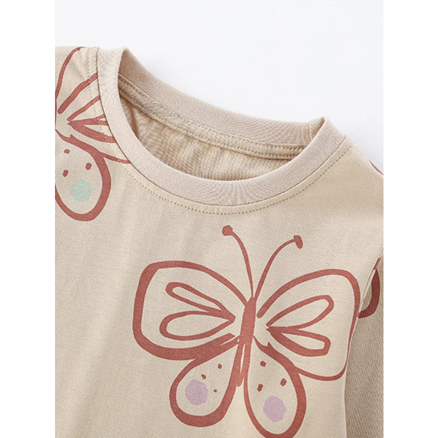 Children’s Butterfly Print Long-Sleeve Pajama Set Apparel and Accessories