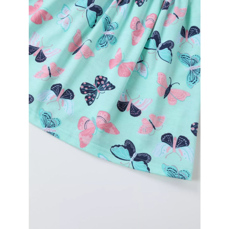 Children’s Butterfly Print Ruffle Sleeve Dress Apparel and Accessories