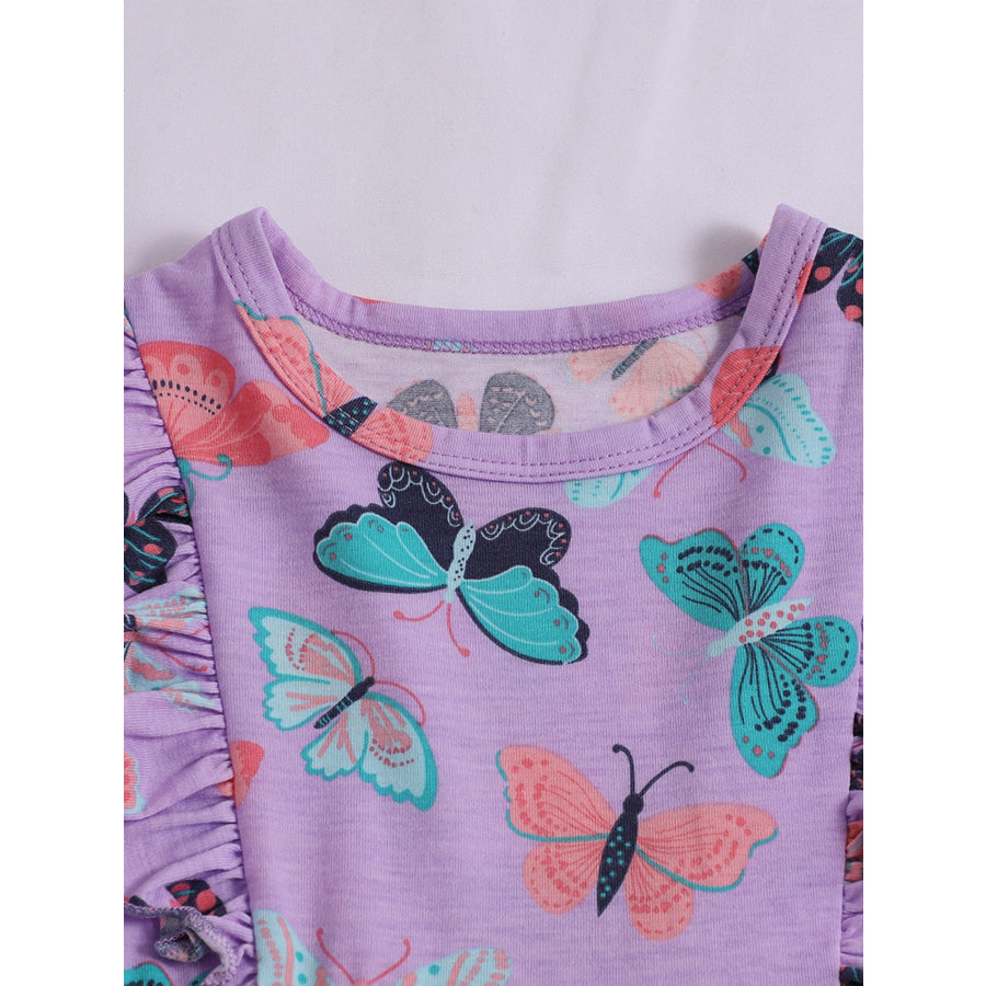 Children’s Butterfly Print Ruffled Dress Apparel and Accessories