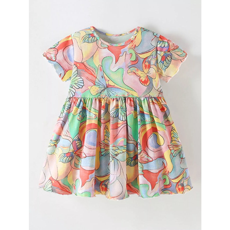 Children’s Butterfly Print Short Sleeve Dress Apparel and Accessories
