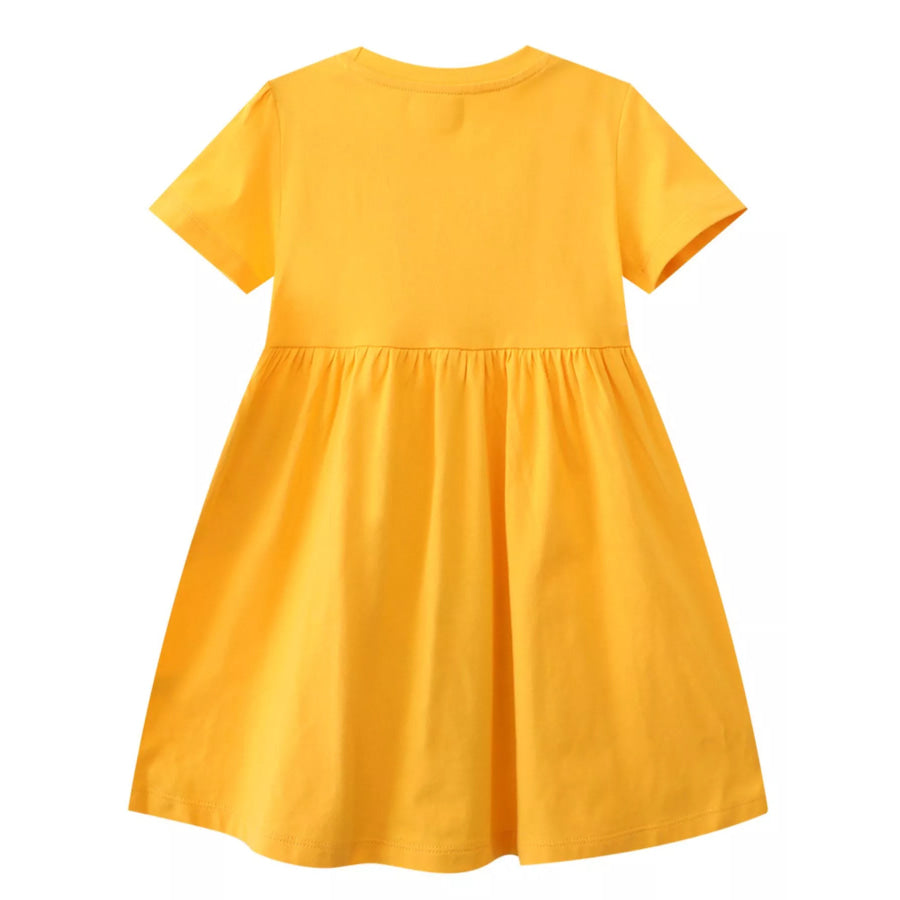 Children’s Butterfly & Rainbow Round Neck Casual Dress Apparel and Accessories
