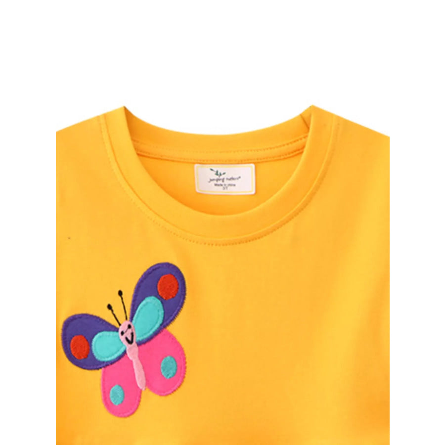 Children’s Butterfly & Rainbow Round Neck Casual Dress Apparel and Accessories