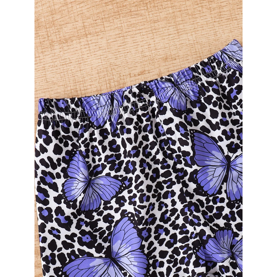 Children’s Butterfly Round Neck Tee and Shorts Set Apparel Accessories