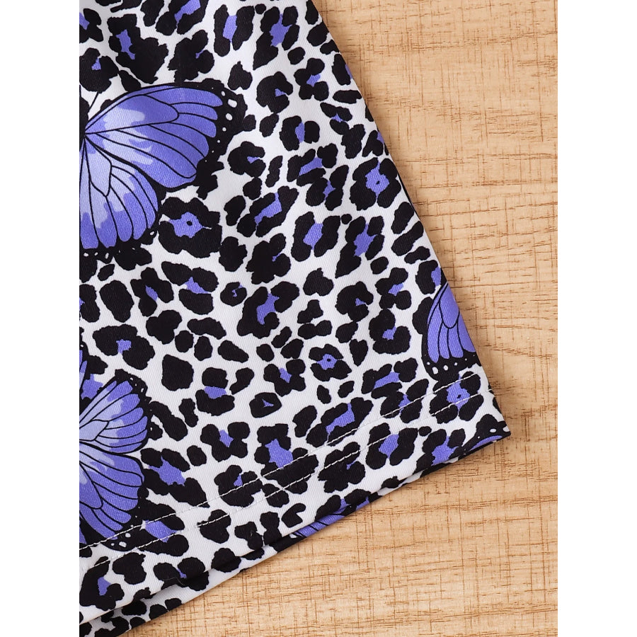 Children’s Butterfly Round Neck Tee and Shorts Set Apparel Accessories