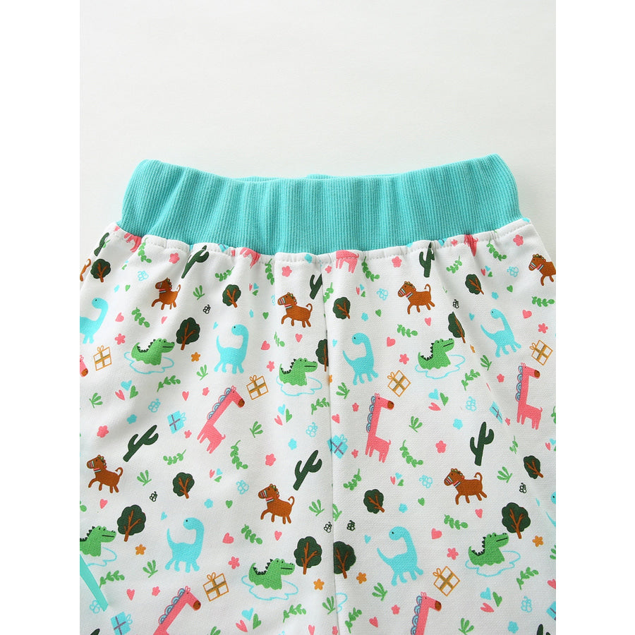 Children’s Butterfly Ruffle Sleeve Top and Animal Print Shorts Set Apparel and Accessories