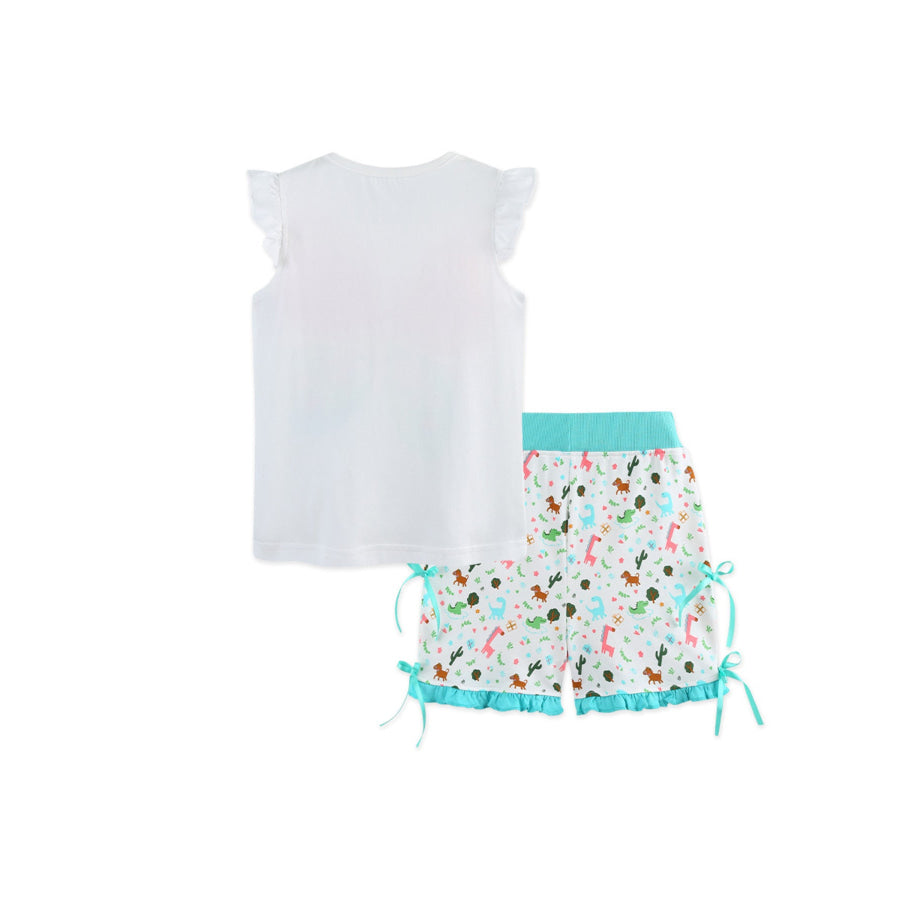 Children’s Butterfly Ruffle Sleeve Top and Animal Print Shorts Set Apparel and Accessories