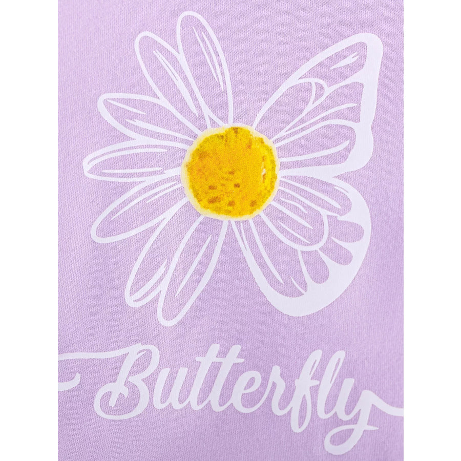 Children’s Butterfly Ruffle Sleeve Top & Daisy Print Leggings Set Apparel and Accessories