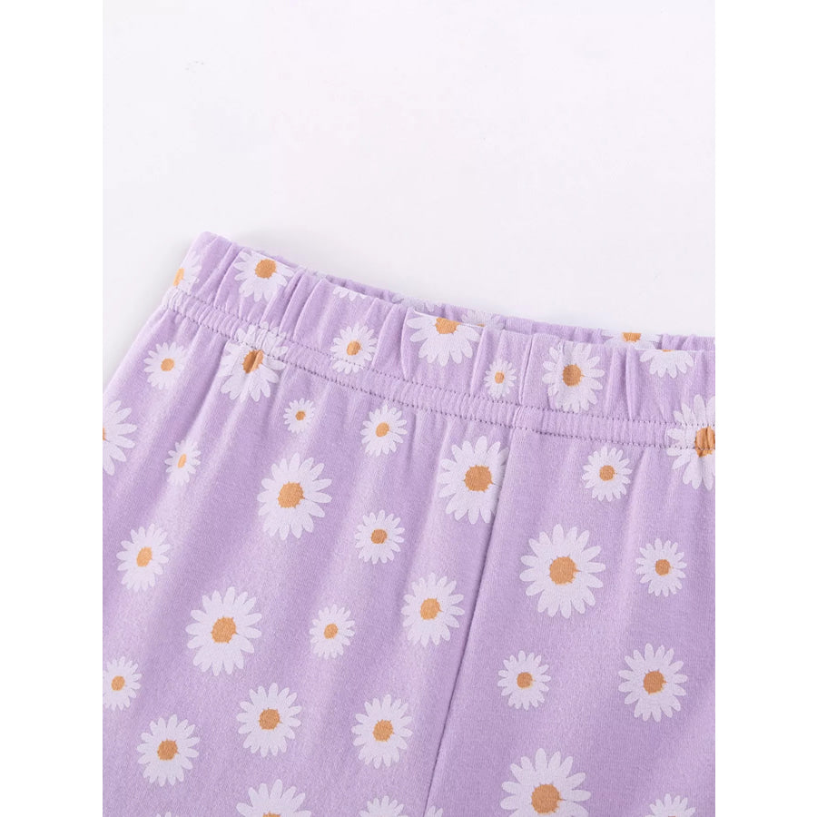 Children’s Butterfly Ruffle Sleeve Top & Daisy Print Leggings Set Apparel and Accessories