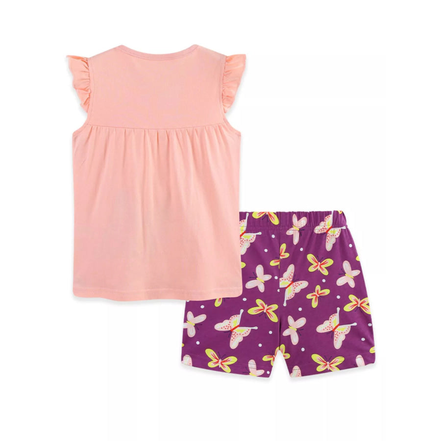 Children’s Butterfly Ruffle Sleeve Top & Shorts Set Apparel and Accessories
