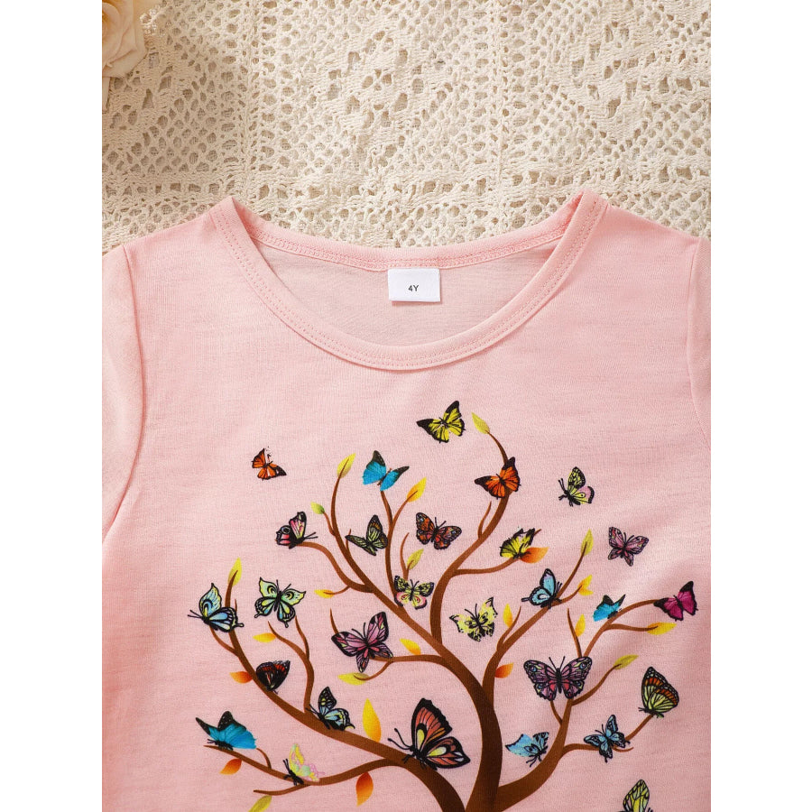 Children’s Butterfly Tree Graphic Casual T-Shirt Apparel and Accessories
