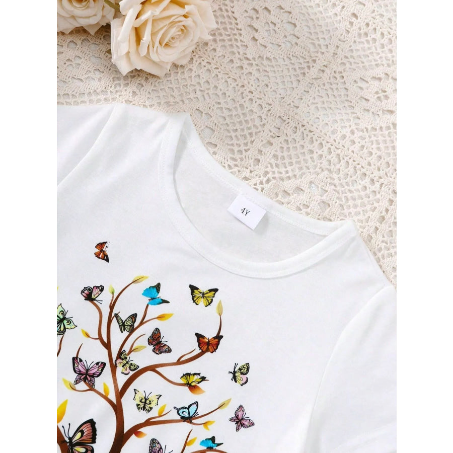 Children’s Butterfly Tree Graphic Casual T-Shirt Apparel and Accessories