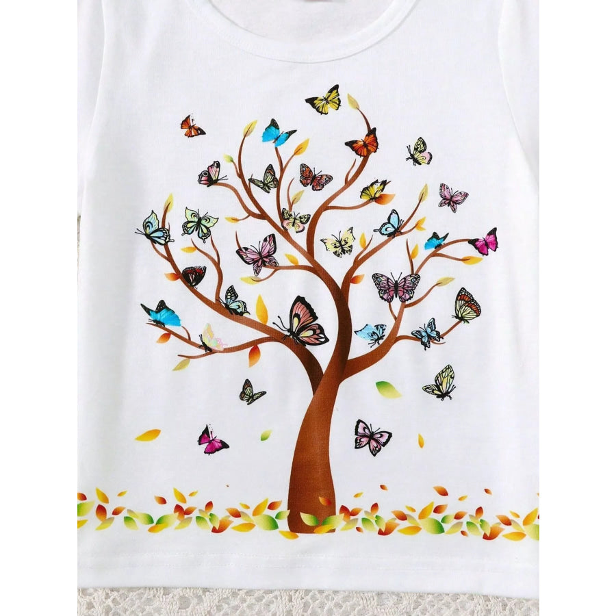 Children’s Butterfly Tree Graphic Casual T-Shirt Apparel and Accessories