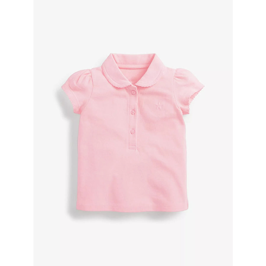 Children’s Button Detail Short Sleeve Polo Pink / 2T Apparel and Accessories