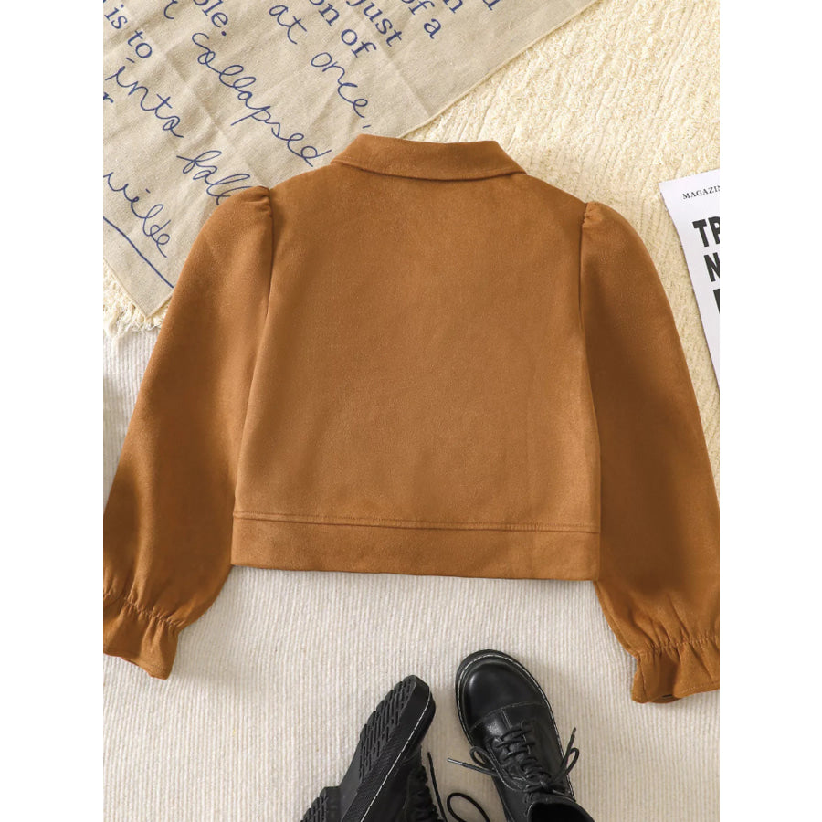 Children’s Button Up Flounce Sleeve Outerwear Apparel and Accessories