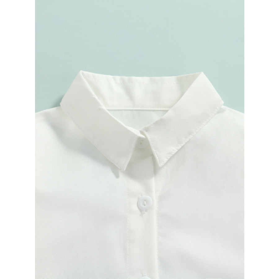 Children’s Button Up Shirt and Jeans Set White / 18-24M Apparel and Accessories