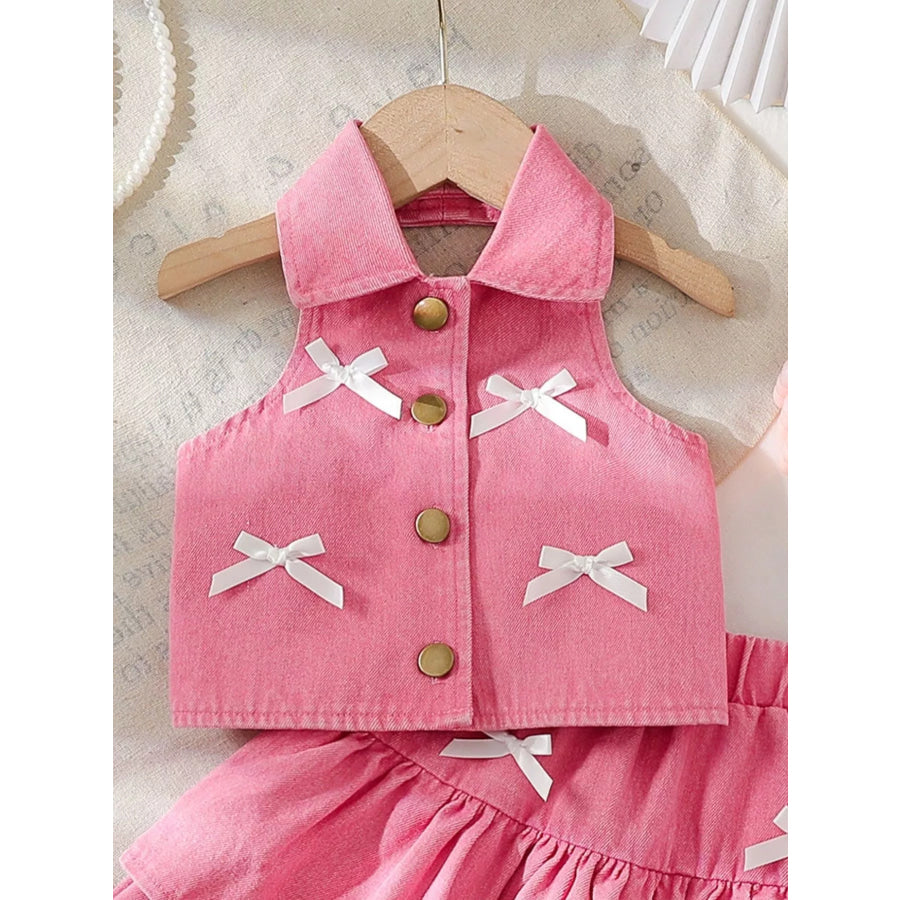 Children’s Button UP Vest and Skirt Denim Set Apparel and Accessories