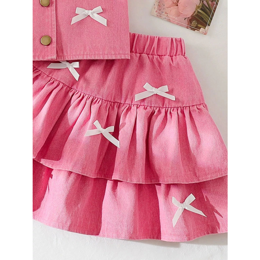 Children’s Button UP Vest and Skirt Denim Set Apparel and Accessories