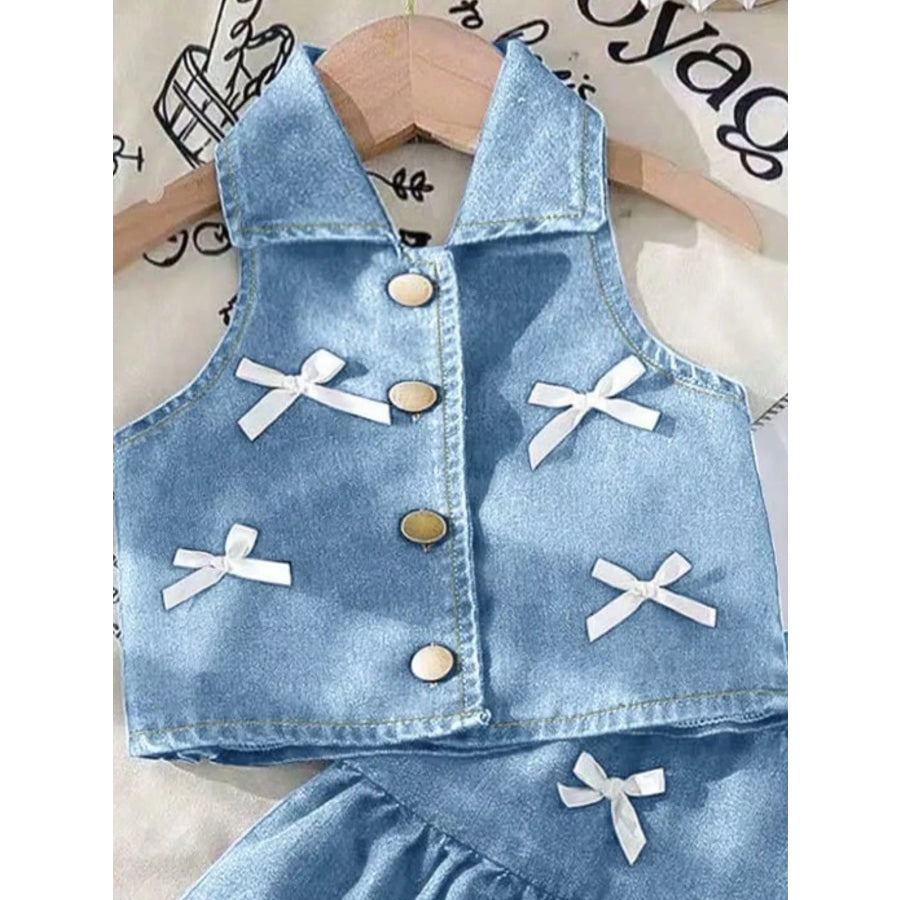 Children’s Button UP Vest and Skirt Denim Set Apparel and Accessories