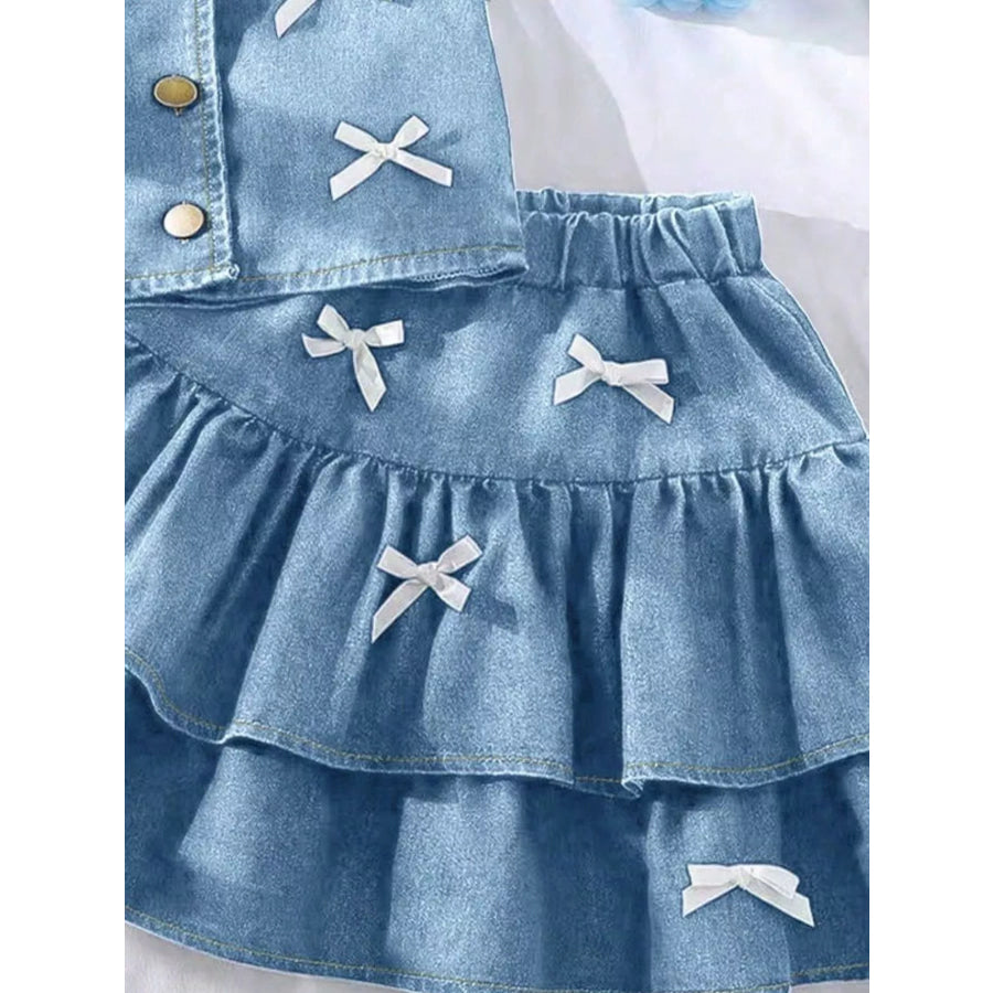 Children’s Button UP Vest and Skirt Denim Set Apparel and Accessories