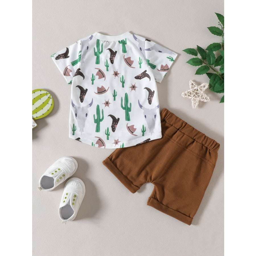 Children’s Cactus Cowboy Print Pocket Tee & Shorts Set Apparel and Accessories