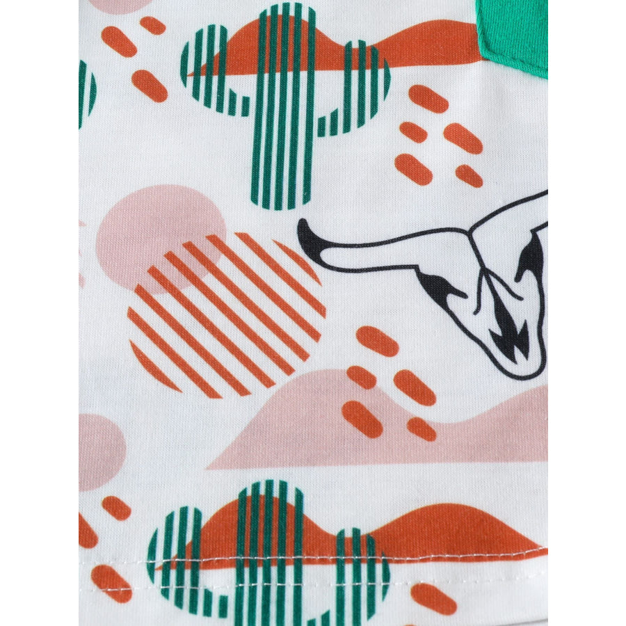Children’s Cactus Cowboy Print Pocket Tee & Shorts Set Apparel and Accessories
