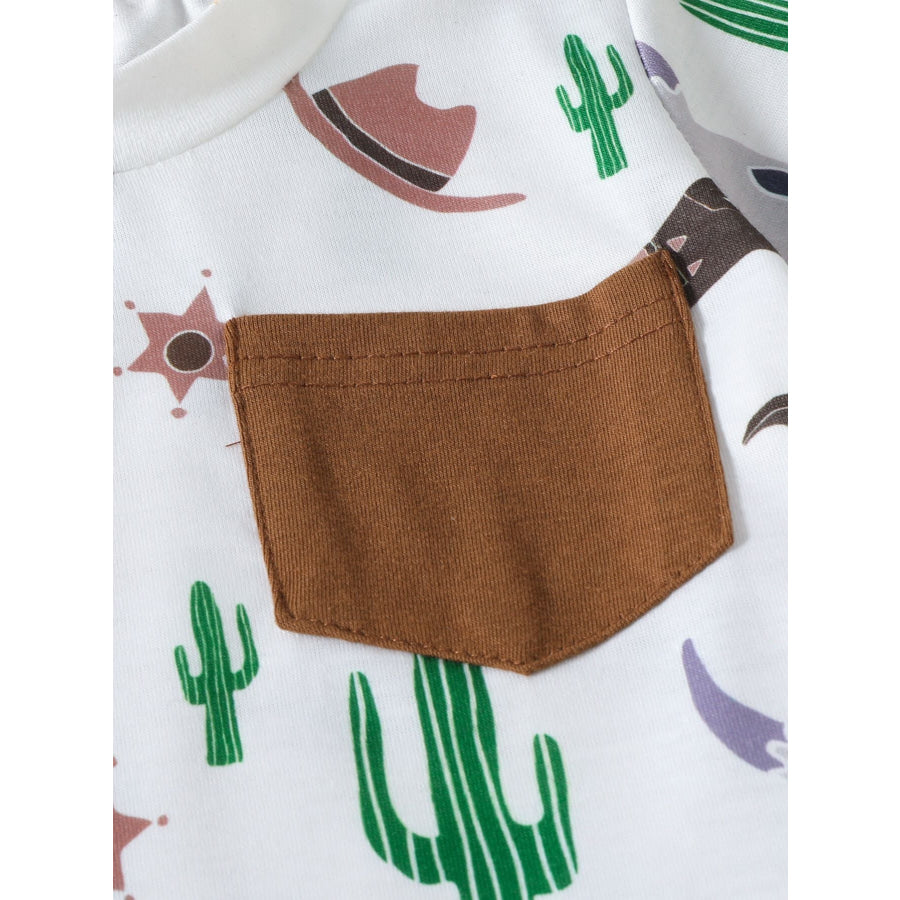 Children’s Cactus Cowboy Print Pocket Tee & Shorts Set Apparel and Accessories